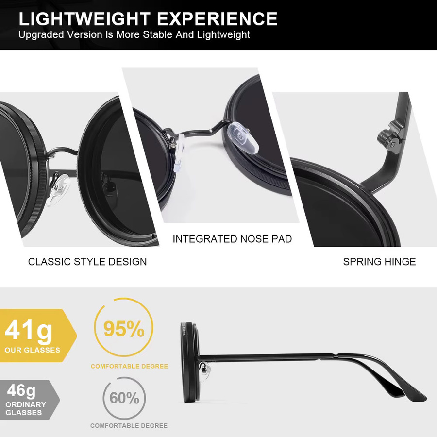 CRIXALIS Sonnenbrille, rund, Vollrand, Metall, schwarz, Männer - Bild 3