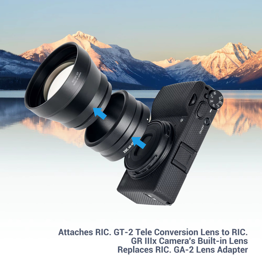 JJC GR3X Objektivadapter Schwarz für Ricoh GR IIIx HDF und Ricoh GR IIIx als Ersatz für den Ricoh GA-2 Adapter zur Nutzung des GT-2 Tele-Konvertierungsobjektivs - Bild 2