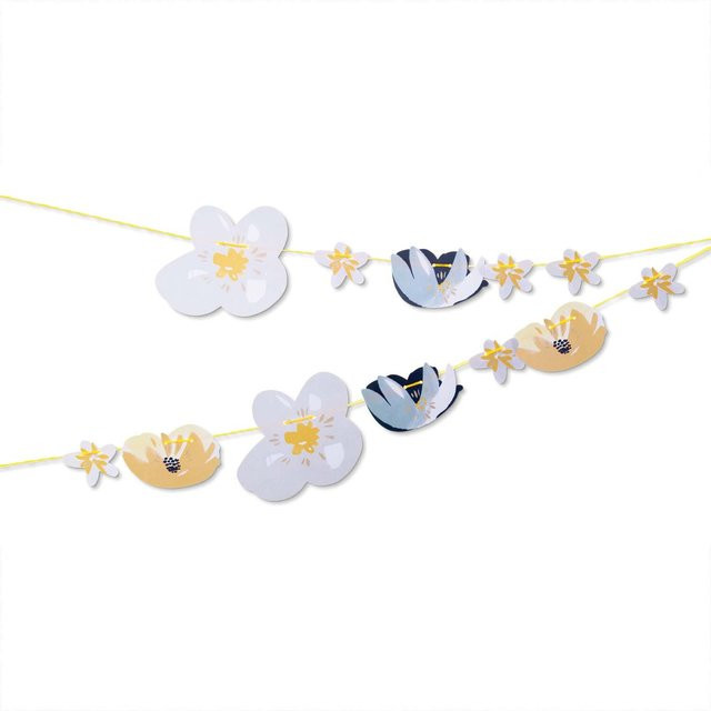 Rico Design Paper Poetry Girlande Crafted Nature in Blau mit floralem Blumenmuster aus Papier, Länge: 2 m - Bild 1