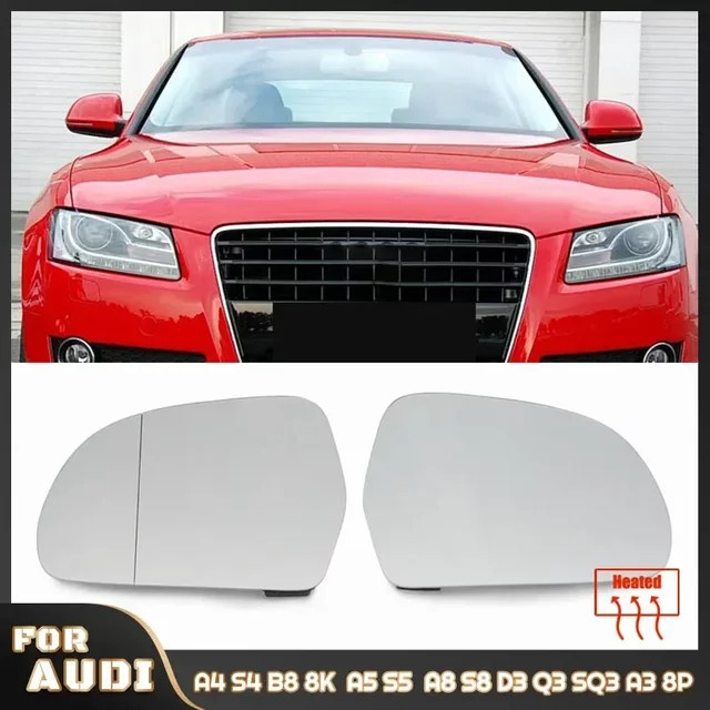 Weitwinkel-Außenspiegel-Glas Set für Audi A4 S4 B8, A5 S5 B8, A8 S8 D3, Q3 SQ3 und A3 8P, links und rechts, transparent - Bild 1