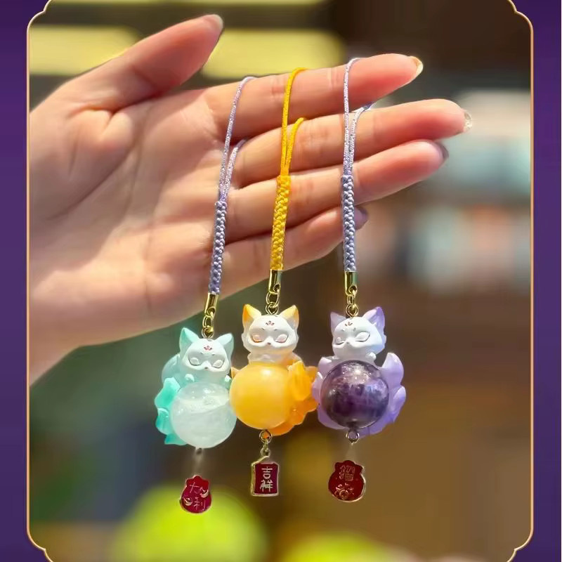 Bandai Neun-Schwänziger-Fuchs-Anhänger, Schlüsselanhänger, Harz und Kristall - Bild 5
