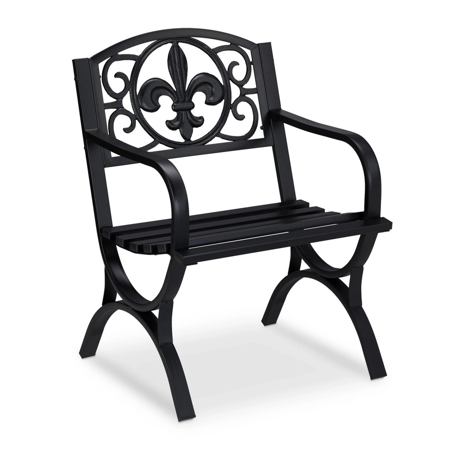 Relaxdays Gartenstuhl aus Stahl in Schwarz Antik mit Armlehnen, B/T/H: 60 x 56 x 85,5 cm - Bild 2