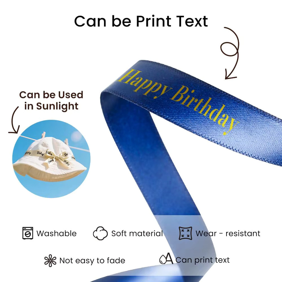 Phomemo A30 P15 Satinband in Marineblau mit Golddruck für Geschenkverpackungen und Hochzeiten - Bild 3