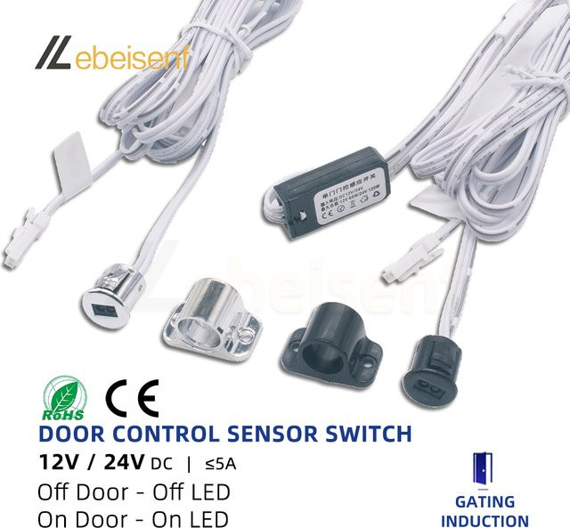 Lebeisenf Bewegungssensor zur LED-Türsteuerung für Schränke, Silber, DC 12–24 V, 5 A, mit DuPont-Anschlusskabel - Bild 1