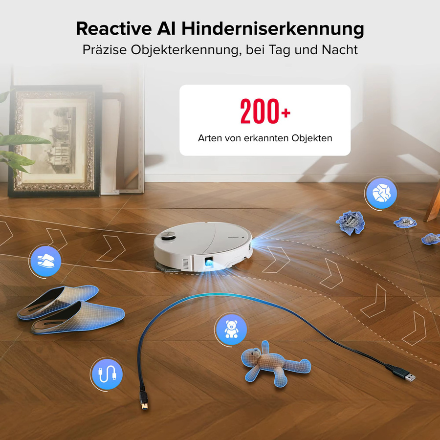 Roborock Qrevo Curv 2 Pro Roboterstaubsauger und -wischer mit Station 3.0, Weiß, 25000 Pa, Heißwasserwischfunktion und Anti-Wicklungs-Vorrichtung - Bild 5