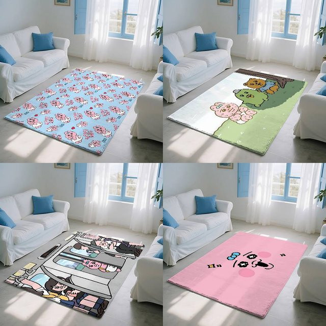 Anti-Rutsch Fußmatte O-Opanchu U-Usagi von 52TOYS in Blau, Rechteckiger Teppich aus Polyester für Wohnzimmer und Eingangsbereich, B/T: 60 x 40 cm - Bild 1