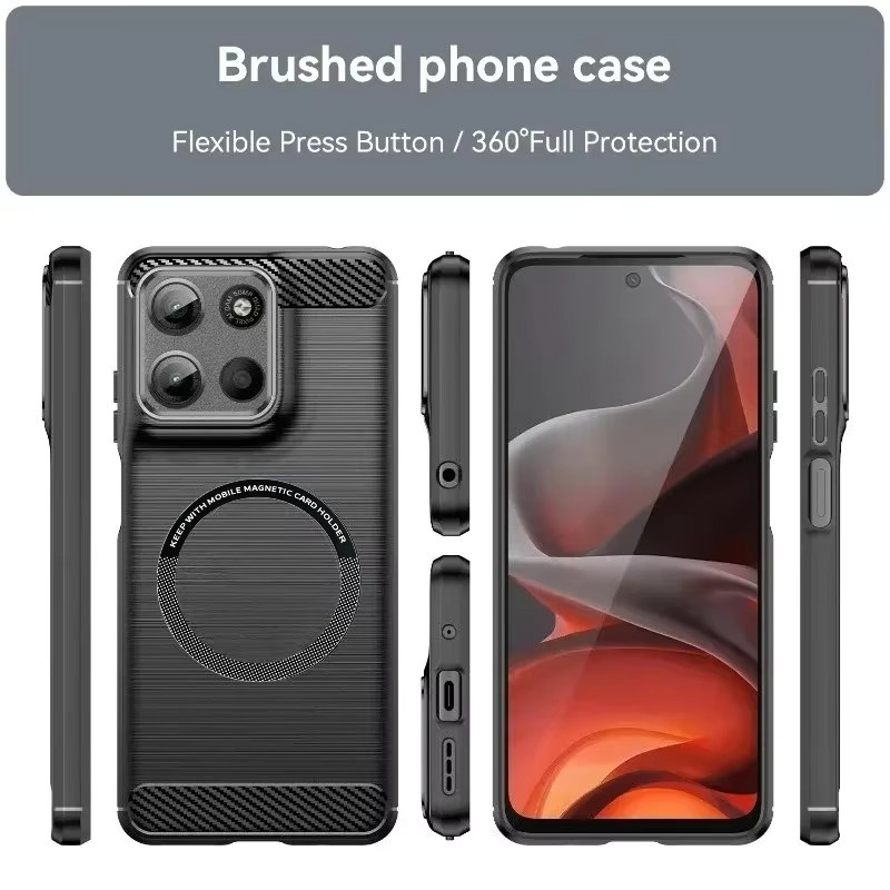 Magnetische Silikon Schutzhülle aus Carbon Fiber für Motorola Moto G57 G67 G06 G86 G56 G66 Edge 70 60 S Pro Fusion Stylus in Schwarz oder Blau - Bild 5