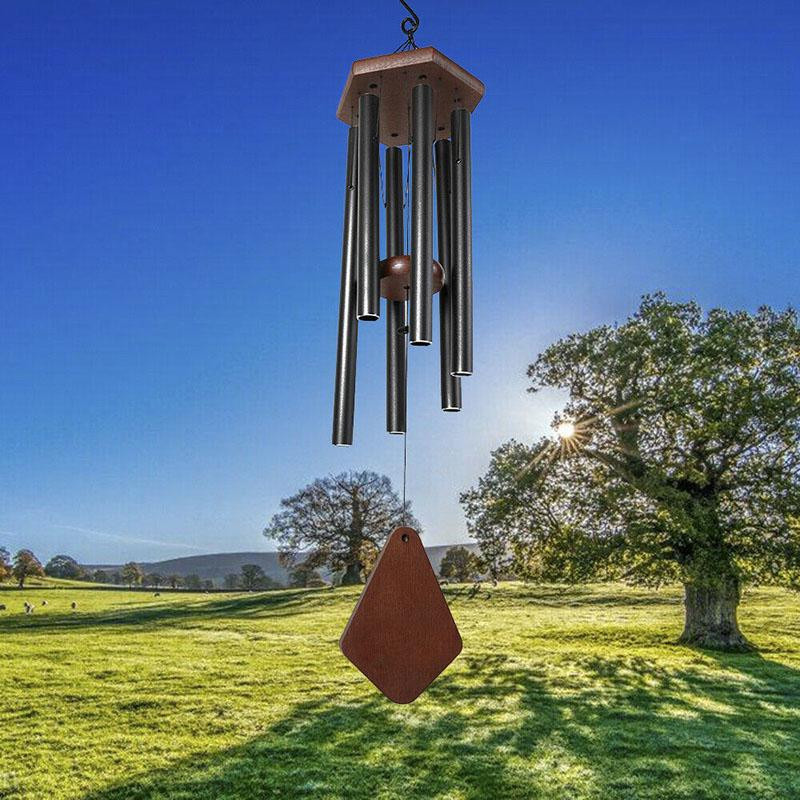 ThousandJoy Windspiel aus Aluminium mit tiefem Ton und Kapellenglocken in Schwarz für den Garten und Außenbereich - Bild 3