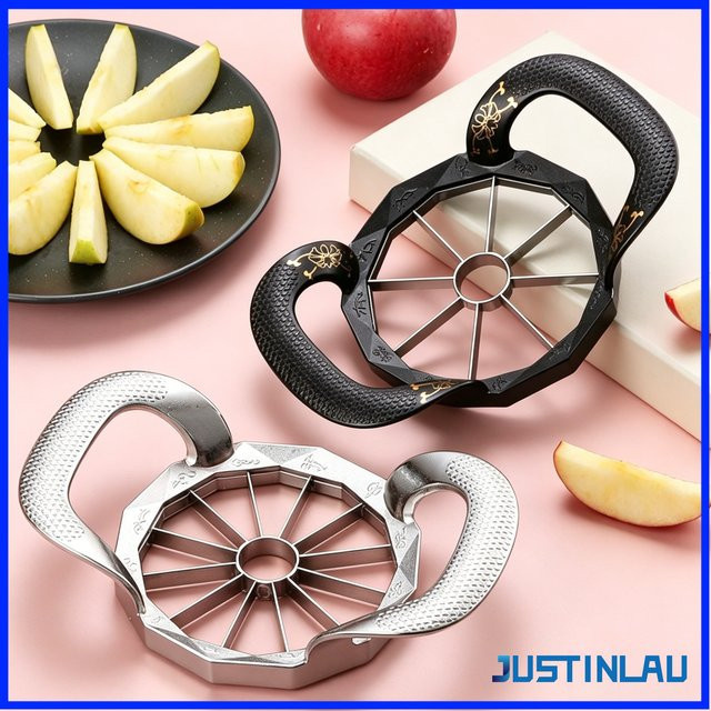 JUSTINLAU Apfelschneider aus 304 Edelstahl in Silber und Weiß, Obstschneidewerkzeug und Apfelentkerner für den Haushalt - Bild 1