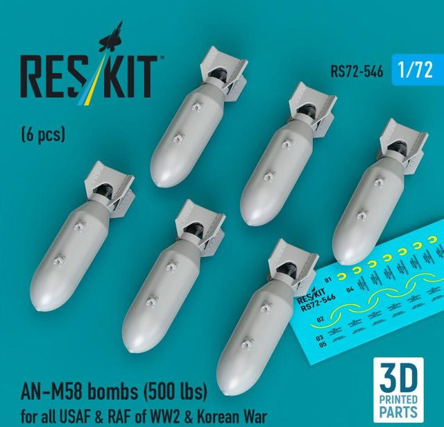 ResKit Models AN-M58 Bombs, 6-teiliges Set, 3D Printed - Bild 1