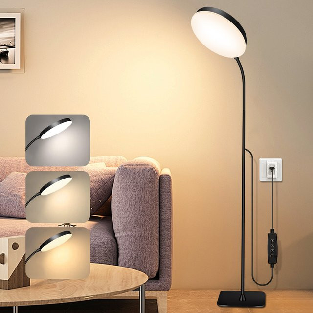 AMARYLLIS LED-Stehlampe in Schwarz mit dimmbarer Leselampe und verstellbarem Schwanenhals für Innenräume - Bild 1