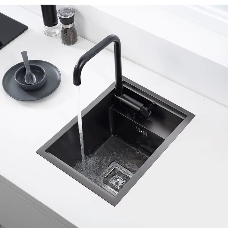 CKWS Edelstahl Küchenspüle als Einzelbecken in Dunkelgrau, Breite: 45,0 cm, Tiefe: 30,0 cm - Bild 1