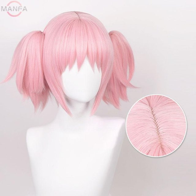 Madoka Kaname Cosplay Perücke, Pink, 30 cm, Synthetisches Haar - Bild 1