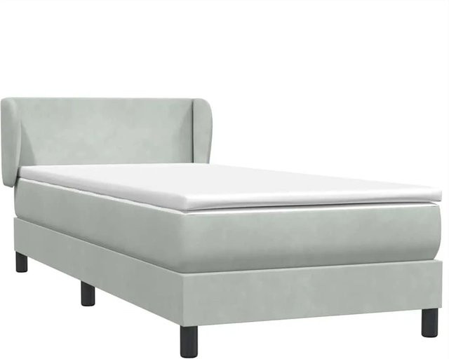 vidaXL Boxspringbett mit Matratze aus Samt in Hellgrau, B/T/H: 80 x 220 x 88 cm - Bild 1