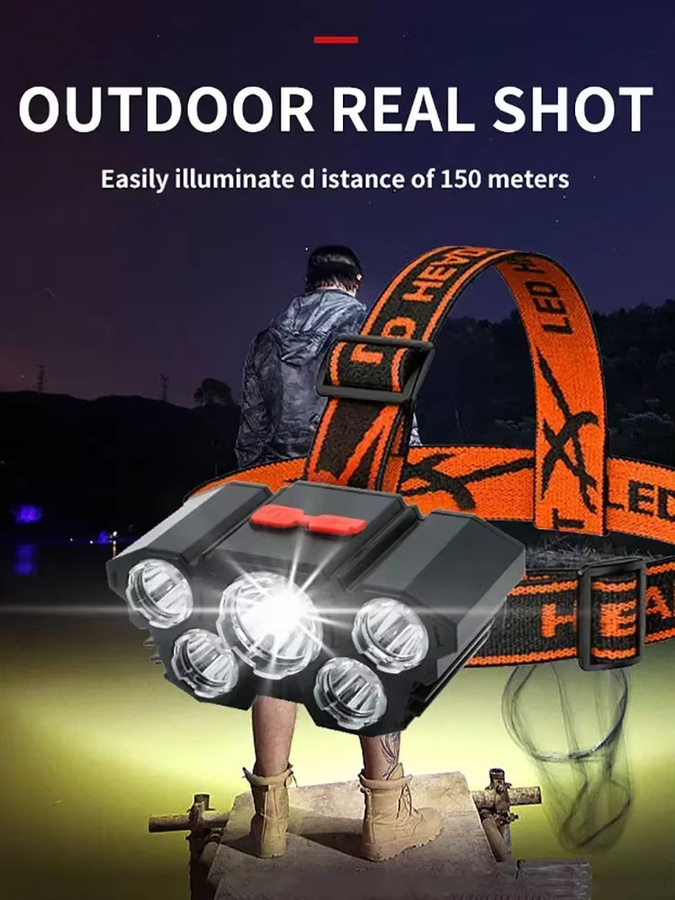 Heinast LED-Stirnlampe in Schwarz, wiederaufladbare Taschenlampe mit integriertem Akku für Sport und Outdoor - Bild 6