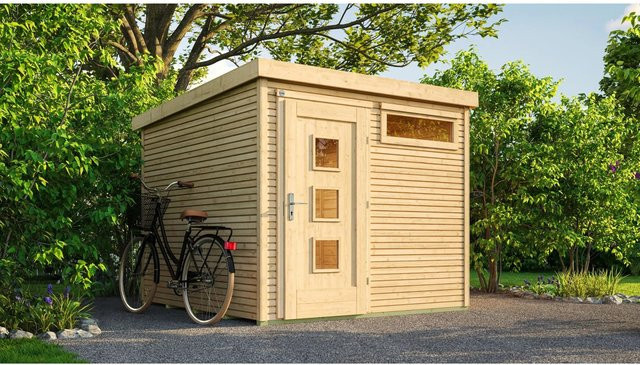 WEKA Gartenhaus Typ 171 aus Massivholz in Beige mit Flachdach B/H/T: 308 x 235 x 313 cm - Bild 1
