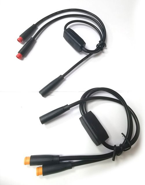 Wasserdichtes E-Bike Verbindungskabel 2-3-poliger 1-Buchse-auf-2-Stecker-Splitter für Elektrofahrrad und Signalsensor, Schwarz, Länge: 0,4 m, 6 mm, M6, 26AWG - Bild 1