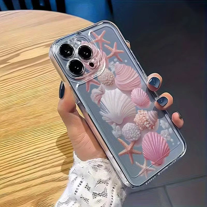 Handyhülle mit Rosa Ozean Muschel Muster aus weichem Silikon für iPhone 11 bis iPhone 17 Pro Max - Bild 4