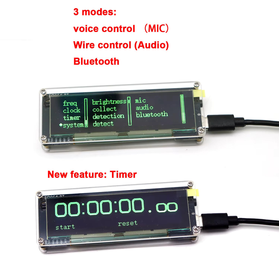 DYKBmetered WLAN-Uhr mit OLED Musik-Spektrum und Bluetooth, Digitaler Timer mit VU-Meter und Fernbedienung, Farbe: Grün - Bild 4