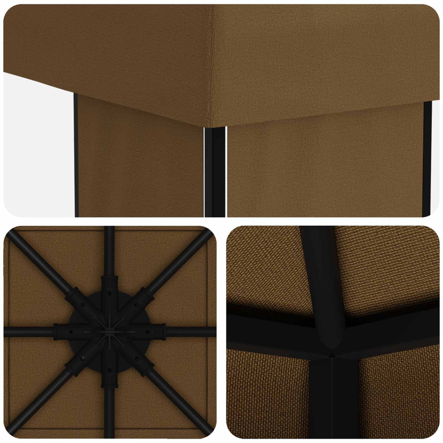 vidaXL Pavillon aus Stahl und Polyester in Taupe mit zweistufiger Belüftung, B: 400 cm, T: 300 cm, H: 276,5 cm - Bild 4