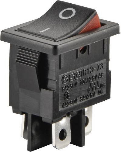 TRU Components Wippschalter TC-R13-73A2-02 Schwarz 250 V/AC 6A 2 x Aus/Ein rastend - Bild 1