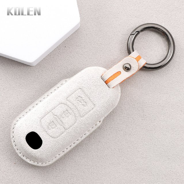 Leder Schlüsselhülle für Mazda Remote Key Case Cover Shell, Farbe: Weiß - Bild 1