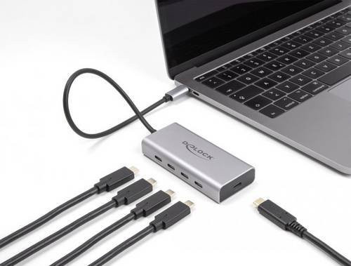 Delock USB-C Hub 10 Gbps mit 5 x USB-C Ports und 85 Watt Power Delivery in Grau (64235) - Bild 2