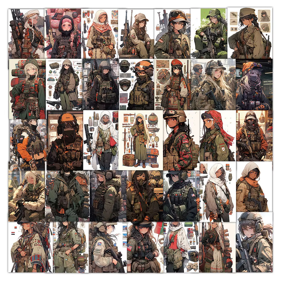 60-teiliges Set dekorative Mädchen-Aufkleber im Camo-Stil von RecordingYourLife Store in Multicolour für Notizbücher, Handyhüllen und Laptops - Bild 1