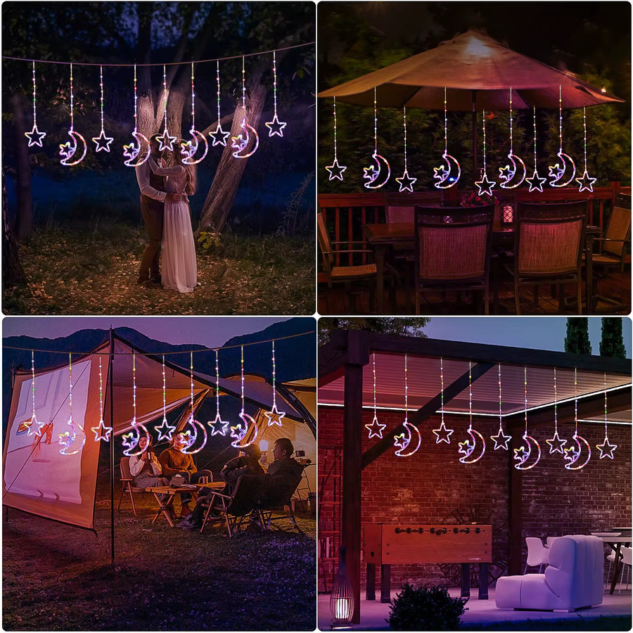 OSIDEN Solar LED Lichterkette mit Stern und Mond für Garten und Dekoration, 120 LEDs, 8 Beleuchtungsmodi - Bild 2