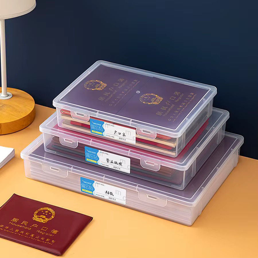 Transparente Aktenaufbewahrungsbox aus Kunststoff als Desktop-Büro-Organizer und Dokumenten-Archivbox - Bild 3