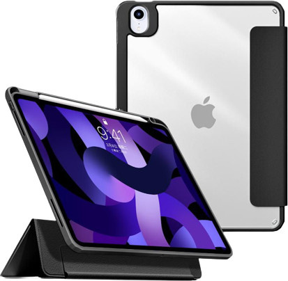 eSTUFF BOSTON Folio Etui für Apple iPad 10.2 (2019, 2020, 2021) in Schwarz und Transparent - Bild 1
