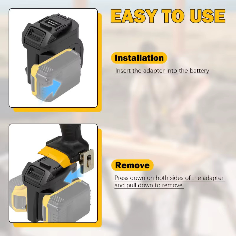 DeWalt DW20DW 2-in-1 Akku-Adapter für 20 V Li-Ionen-Akkus, 2er Packung - Bild 3