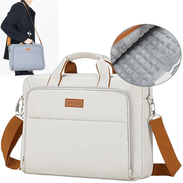 OGEHUAFEE Computertasche in Weiß, modische Pendler-Aktentasche mit Luftpolster-Schutz für dein Notebook - Bild 1