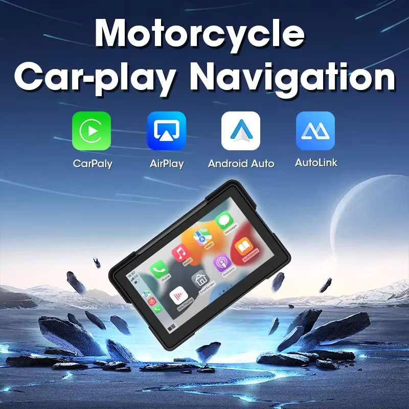 Jansite Motorrad Navigation mit 4K und 1080P Display, Android Auto und Carplay, GPS, wasserdicht nach IPX7, Schwarz - Bild 2