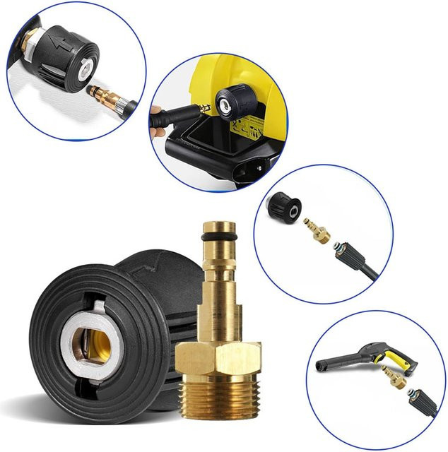 M22 Quick Connect Adapter M22 14mm Stecker für Karcher K2-K7 mit Messing Unterlegscheibe zur Konvertierung von Pistole, Schlauch und Rohr - Bild 1