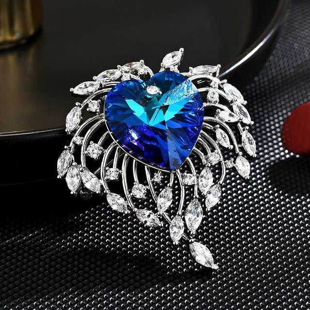 YIRAN Brosche, blaues Herz, Damen - Bild 1