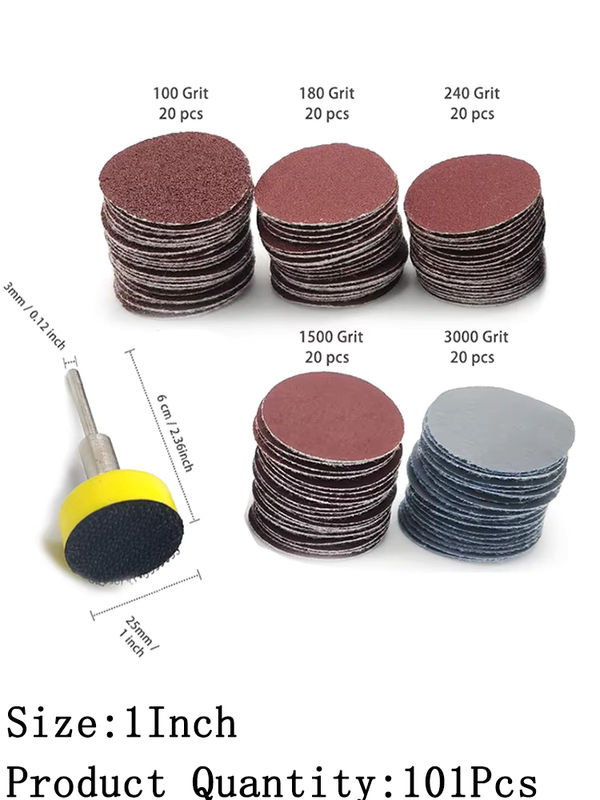 Vibratite 101-teiliges Klett-Schleifscheiben und Polierpad-Set für Dremel Schleifwerkzeuge, Durchmesser: 25 mm - Bild 7