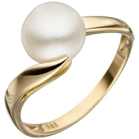 Colfem Ring 585 Gelbgold, Süßwasser Perle, Damen, Ringgröße 60 - Bild 1