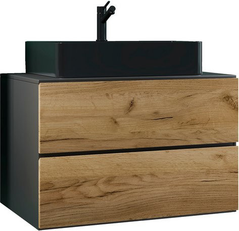 VCM Waschplatz-Set Lendas 2-tlg. mit Waschtisch und Unterschrank, Breite: 80 cm, anthrazit/grau/schwarz - Bild 1