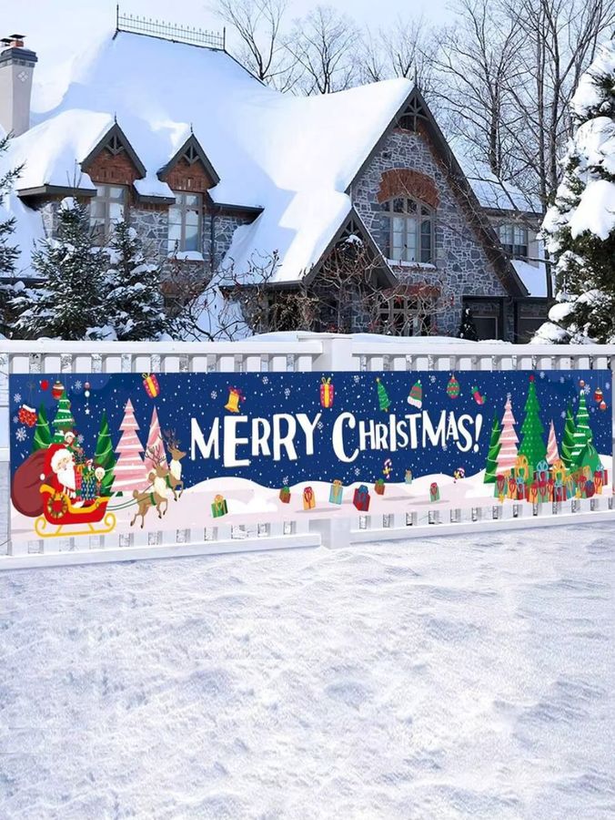 VIKAMA Weihnachtsbanner für Weihnachten und Neujahr, bunte Winterdekoration zum Aufhängen im Freien, B/H: 180 x 35 cm - Bild 3