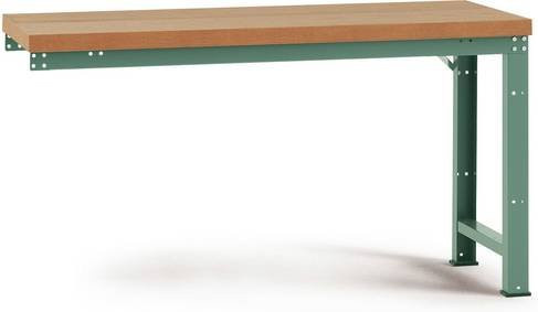Manuflex WP4042.9006 Werkbank Anbaumodul in Alusilber mit Holzoberfläche, Breite: 125,0 cm, Höhe: 70,0 cm, Tiefe: 84,0 cm - Bild 1