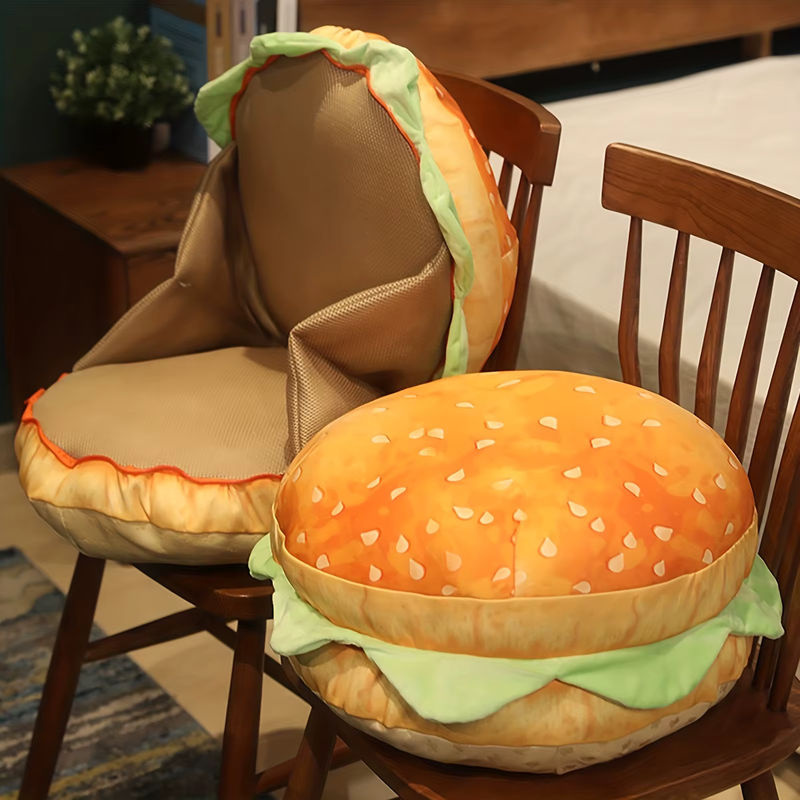 JUANNAI Plüsch Kissen Hamburger Cheeseburger Bunt Mehrfarbig - Bild 2