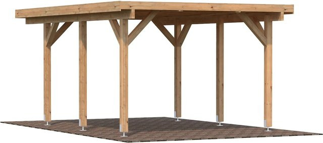 Palmako Einzelcarport Karl aus Fichtenholz in Braun mit Flachdach, Breite: 360 cm, Tiefe: 512 cm - Bild 1