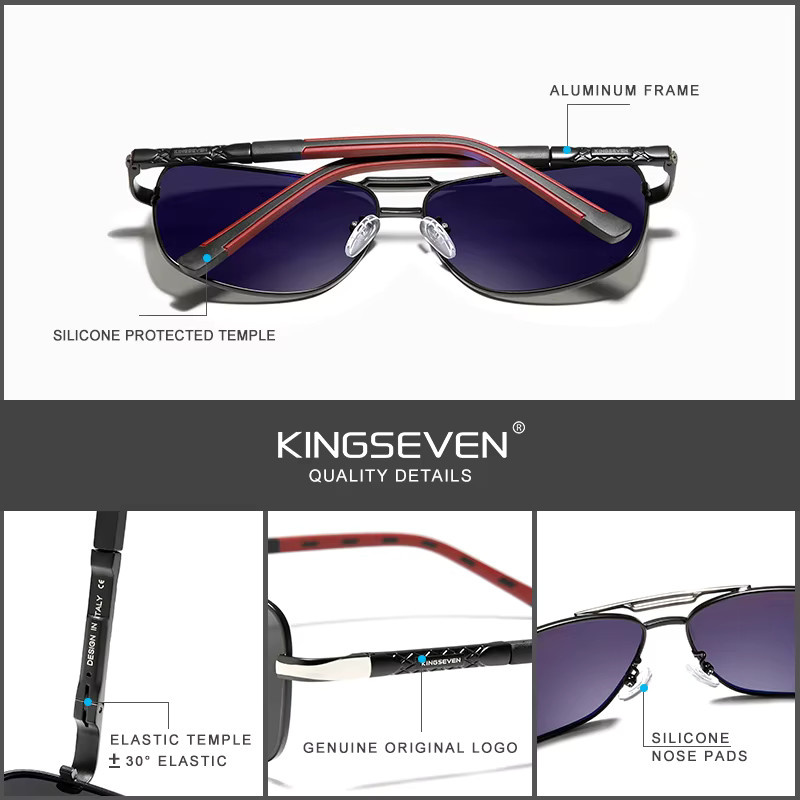 Kingseven Sonnenbrille Aviator, Aluminium, Vollrand, polarisiert, Unisex - Bild 5