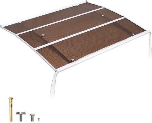 VEVOR Pultbogenvordach für die Haustür mit Entwässerung und ABS-Halterung aus Polycarbonat, Braun, B/T: 120 x 100 cm - Bild 1