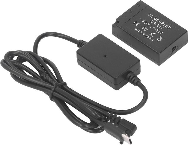 Andoer LP E17 Dummy-Akku mit DC-Koppler und USB-C Netzteil für Kamera 760D 750D in Grau - Bild 1