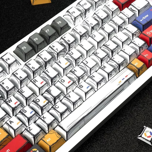 OEM Comic Mixed Lights Englische Tastenkappen aus PBT im Cherry-Profil für MX-Schalter, Mehrfarbig - Bild 1