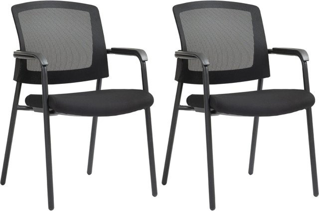 2er Set DELUKE DARWIN Besucherstühle in Schwarz mit Metallgestell, Konferenzstuhl und Bürostuhl, B/T/H: 58 x 60 x 86 cm - Bild 1