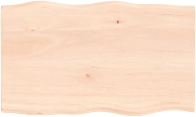 vidaXL Tischplatte aus Massivholz Eiche Unbehandelt mit Baumkante, Farbe: Natur, B/T/H: 100 x 60 x 2 cm - Bild 1