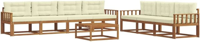 vidaXL Outdoor-Sofagarnitur aus Akazienholz mit Kissen in Natur und Creme - Bild 1